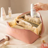 Large Capacity Leather Cosmetics Bag | Travel Friendly