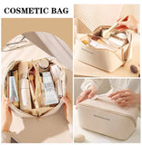 Large Capacity Leather Cosmetics Bag | Travel Friendly
