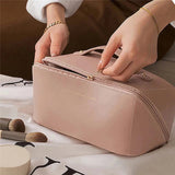 Large Capacity Leather Cosmetics Bag | Travel Friendly