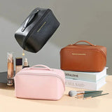 Large Capacity Leather Cosmetics Bag | Travel Friendly