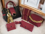 5 in 1  twin color ladies hand bag