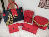 5 in 1  twin color ladies hand bag