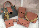5 in 1  twin color ladies hand bag