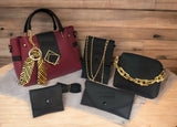 5 in 1  twin color ladies hand bag