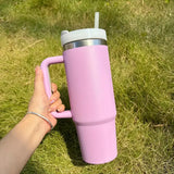 1000mL Stainless Steel Insulated Tumbler with Handle & Leakproof Lid | Random Colors