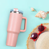 1000mL Stainless Steel Insulated Tumbler with Handle & Leakproof Lid | Random Colors