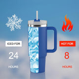 1000mL Stainless Steel Insulated Tumbler with Handle & Leakproof Lid | Random Colors