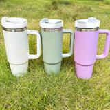 1000mL Stainless Steel Insulated Tumbler with Handle & Leakproof Lid | Random Colors